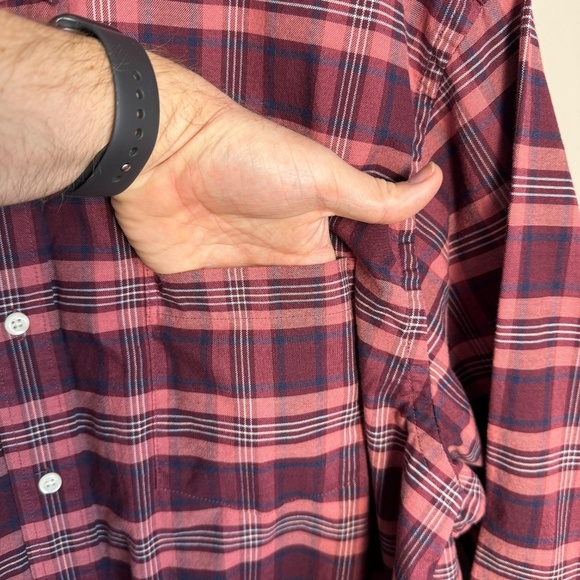 IZOD Saltwater Men's Long Sleeve Plaid Casual Button Up Shirt Red/Wine X-Large - Picture 3 of 14